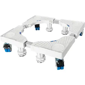 Mini Fridge Stand 8 Wheel Washing Machine Stand Washer and Dryer Stand with Brake Adjustable Refrigerator Dolly (White)