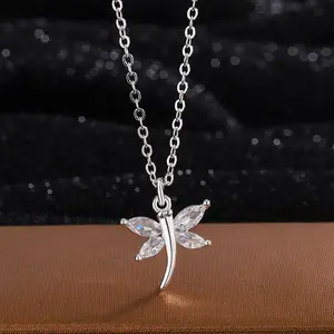 New Fashion Crystal Dragonfly 925 Sterling Silver Exquisite Creative Pendant Necklaces  XL285