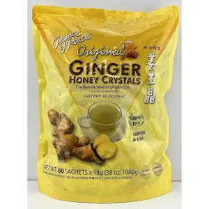 Instant Ginger Honey Crystals Family Value Pack 60 Sachets 18g per Sachets (Total 38oz/ 1080g) By Prince of Peace