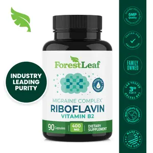 ForestLeaf Vitamin B2 Riboflavin 400mg - Energy, Skin & Cellular Health Supplement - Nervous System Support - Vitamin B 2 VIT B - Non-GMO & Gluten Free - B2 Vitamin 400mg Vegetable Capsules, 90 Count