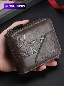 Father's Day Gifts, Men's Letter Embossed Zipper Short Wallet, Casual Multi Card Slot Wallet, Fashionable Wallet for Daily Use, Trendy All-match & Exquisite Wallet for Birthday Gift, Elegant Fashion Wallet