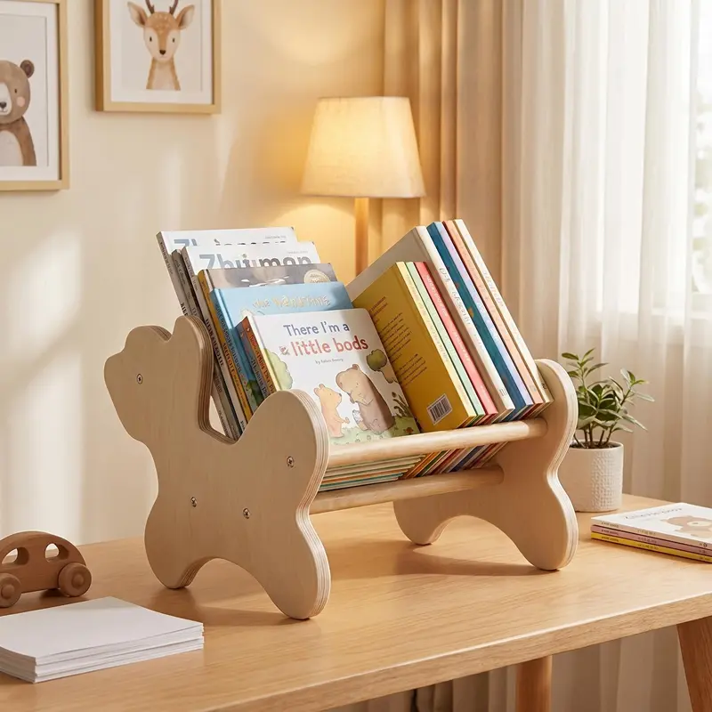 Desk Bookshelf Organizer - Wooden Reading Stand  - Perfect for Storing Story Books & Educational Materials