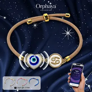 4 in 1 Interchangeable Cords Zodiac Fashion Bracelet, NFC Smart Bracelet with Tarot & Horoscope Access - Adjustable Waterproof Evil Eye Bracelet for Daily Outfit Matching