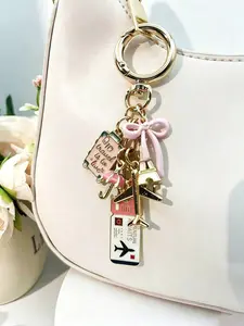 Bag Charm, Bag Accessories Charms, Airplane And Eiffel Tower Keychain Multiple Colors Available Travel-Themed Charms Vacation Vibes For Bags, Keys, And Luggage Suitable For Commuting, Outings, And Travel