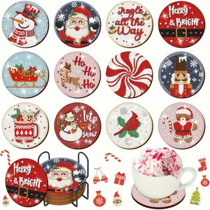 12-Piece Diamond Art Coasters with Stand, DIY 5D Diamond Painting Kit for Adults and Beginners, Perfect Gift for Friends