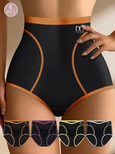 Women's High Waist Tummy Control Thong Panties, Super Soft Seamless Underwear, Breathable No Padding Design, Daily Wear Comfort