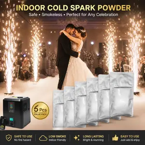 200 g Stage Effect Powder for Outdoor Use (Cold Spark Powder), Special Granulate Effect Machine with 3-5 m Effect Height - Ideal for Weddings, DJ, Parties and Shows (Pack of 5)