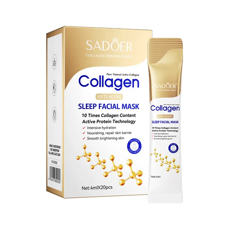 Collagen Sleep Mask 4mlx20pcs, Hydrating & Moisturizing, Overnight Facial Repair, No Rinse, Easy Absorption, Non-Irritating, Unisex, Portable, Facial Masks