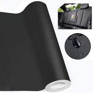 Premium Black Leather Fabric Wrap - 12x60 inch Leather Wrap for Car Interior Accessories - Self-Adhesive and Synthetic Leather, Interior Film for Car,SUVs,Trucks,Pickup