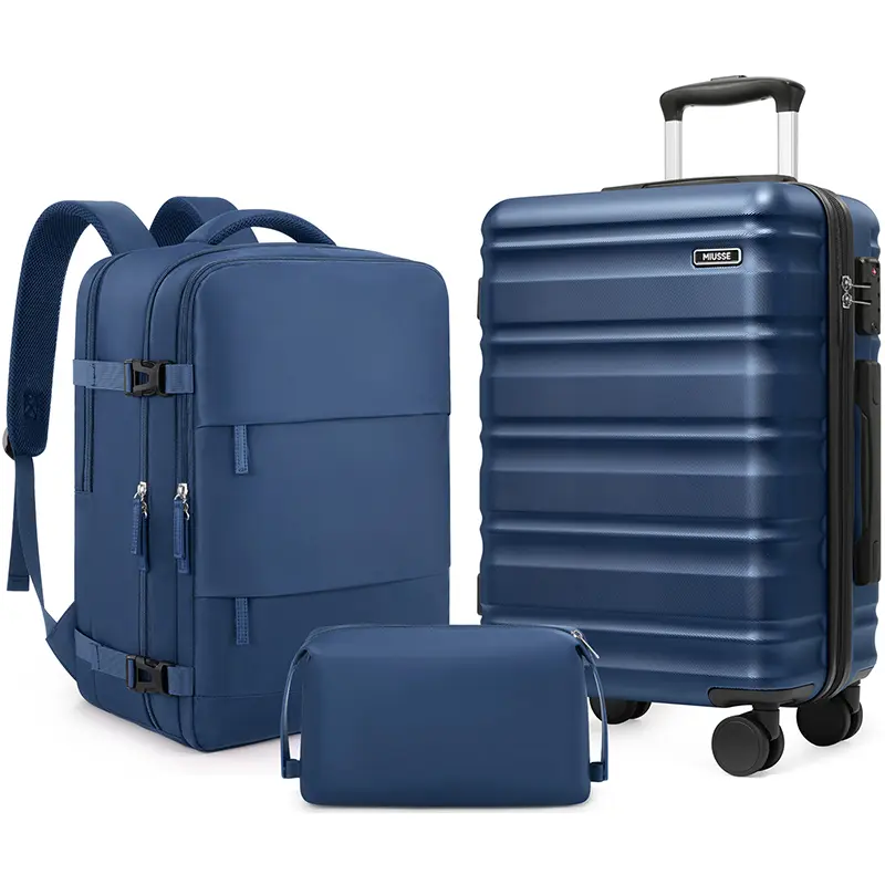 Miusse 3-Piece Lightweight Carry-On Luggage Set - 20” Hard Shell 4-Wheel Spinner Suitcase with TSA Lock, Telescoping Handle, YKK Zipper, Fully Lined Interior, Anti-Theft Travel Bag for Summer Outdoor Use,back to school shopping