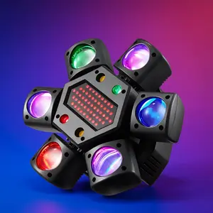 XNK Moving Head Stage Lights, 6-Arm Bee Eye RGBW Disco Party Light with Laser & Strobe, Sound Activated DJ Light for Home Party, Club, Weddings & Festivals tiktokshopspringglowup
