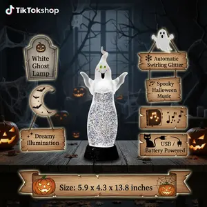 2026 New Halloween Ghost Light – Features Built-in Lighting, Music & Sparkling Effects. USB or Battery Powered, Perfect for Bedroom Ambiance & Festive Halloween Vibes