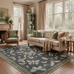 【Deals For You Days】BEIMO Home Carpet – Soft, Non-Slip, Pet Friendly, Machine Washable Rug, Area Rug Ideal for Living Room, Bedroom, Kitchen, Hallway ,ARN4851-INDIGO BLOOM