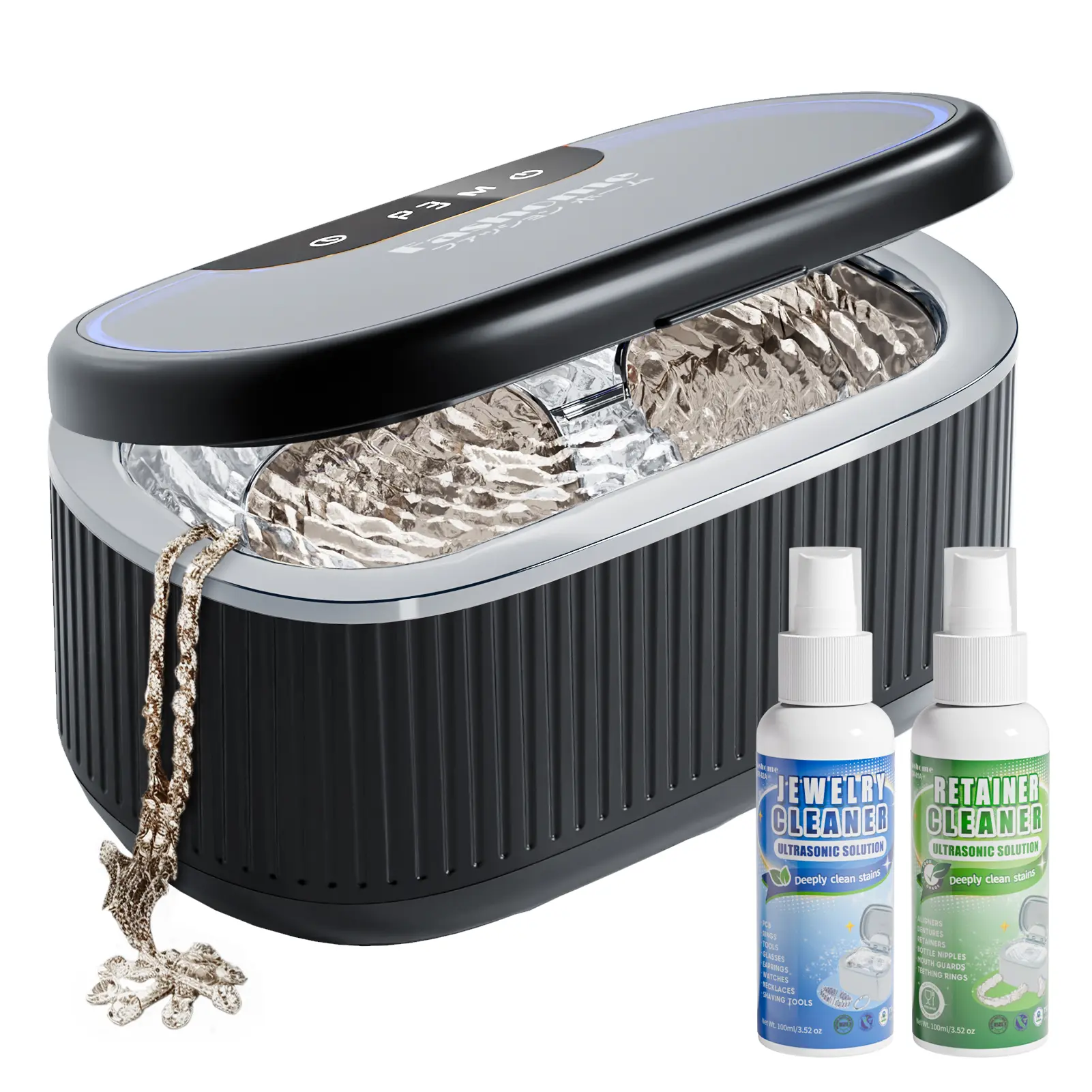 45KHZ High-Frequency Sound Waves Ultrasonic Jewelry Cleaner 550ML - 304 Stainless Steel Tweezers, Cleaning Basket, Watch Stand, 3 Power Levels, 5 Timer Modes, Degassing Mode, 2 Solutions for Rings, Glasses | Home & Commercial Deep Cleaning Equipment, Comp