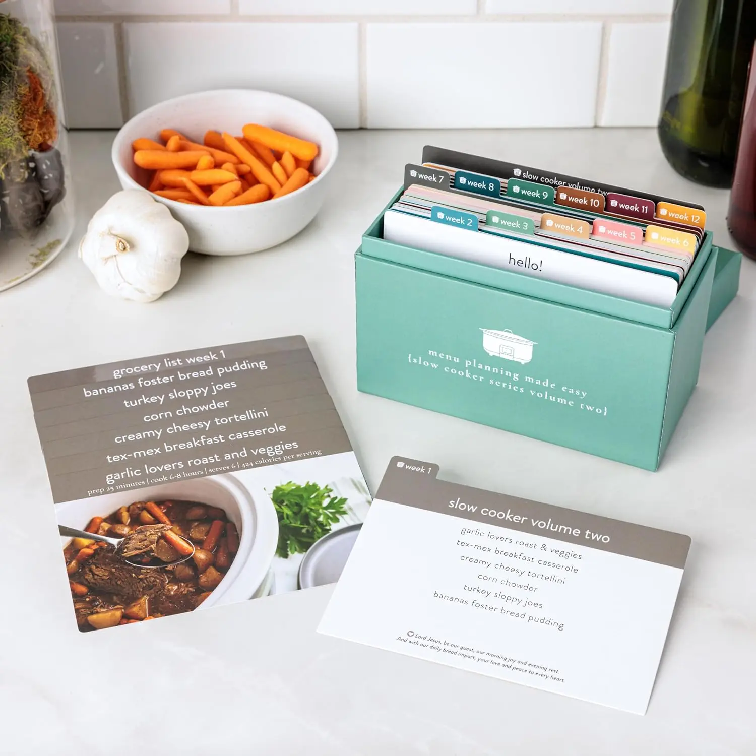 Meal Planner with 72 Photo Recipe Cards (Slow Cooker Vol 2) - Weekly Menu Planner Recipe Box 12 Reusable Grocery Lists 5 Blank Cards Card Protectors Easy Recipe Ideas with Pictures
