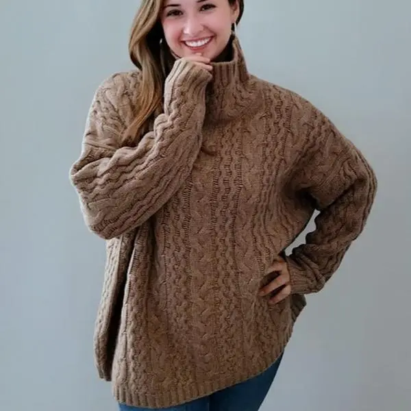 100% Heavy Wool Brown Complex Sweater