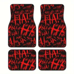 4pcs Car Floor Mats with HA Print Fit for Multiple Models All Season Use Stylish Easy to Install Clean Polyester Material FJ375249 Truck Accessories