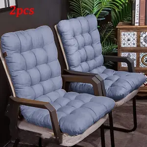 2-Pack Thick Polyester Fiber Lounge Chair Pads, Comfortable & Washable, with Straps, Full Back Support, Ideal for Outdoor & Indoor Use, Outdoor Seating