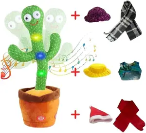 Besia Dancing Cactus Mimicking Toy,Talking Repeat Singing Sunny Animal Toy 120 Pcs Songs for Baby 15S Record Your Sound Sing+Dancing+Recording+LED（Spanish Version）