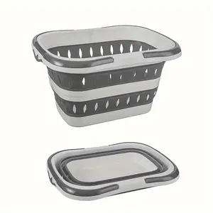 1pc Large Folding Clothes Basket Wall Hanging Household Plastic Storage Basket Bathroom Laundry Organizer High Quality Mother's Day Gift Laundry Baskets