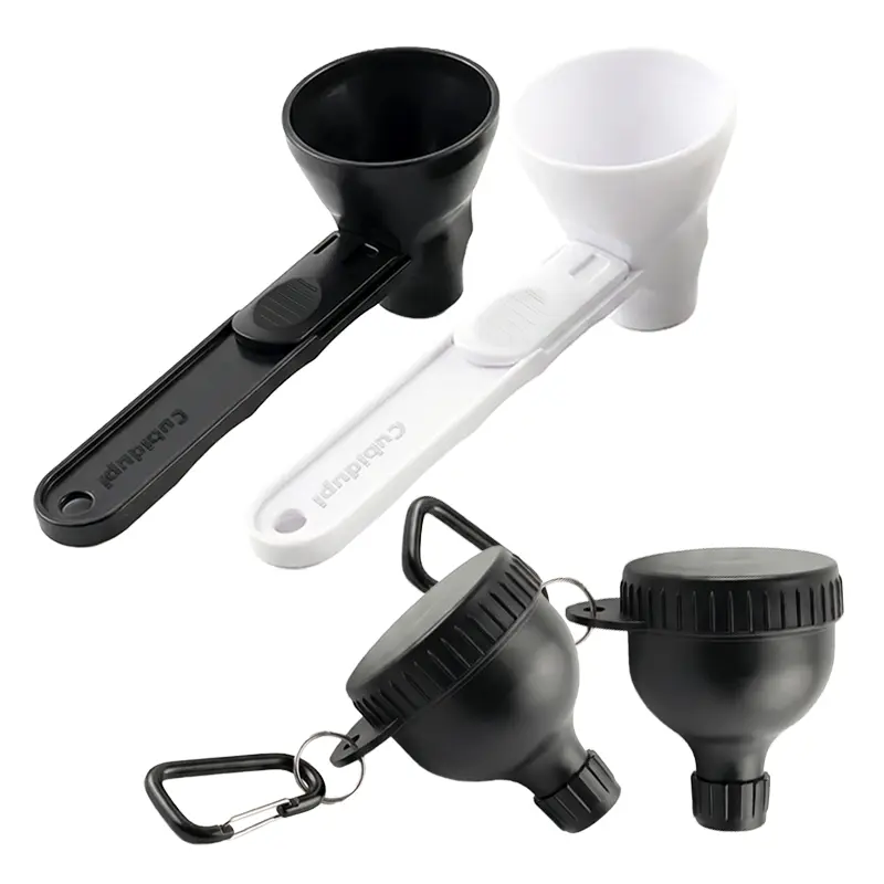 Mini Protein Powder Funnel with Sliding Scoop*2 + Container - BPA-Free Plastic Kitchen Tool, Hanging Reusable Kitchen Utensil for Pre-Workout Creatine Powder, Perfect Valentine’s Day Gift