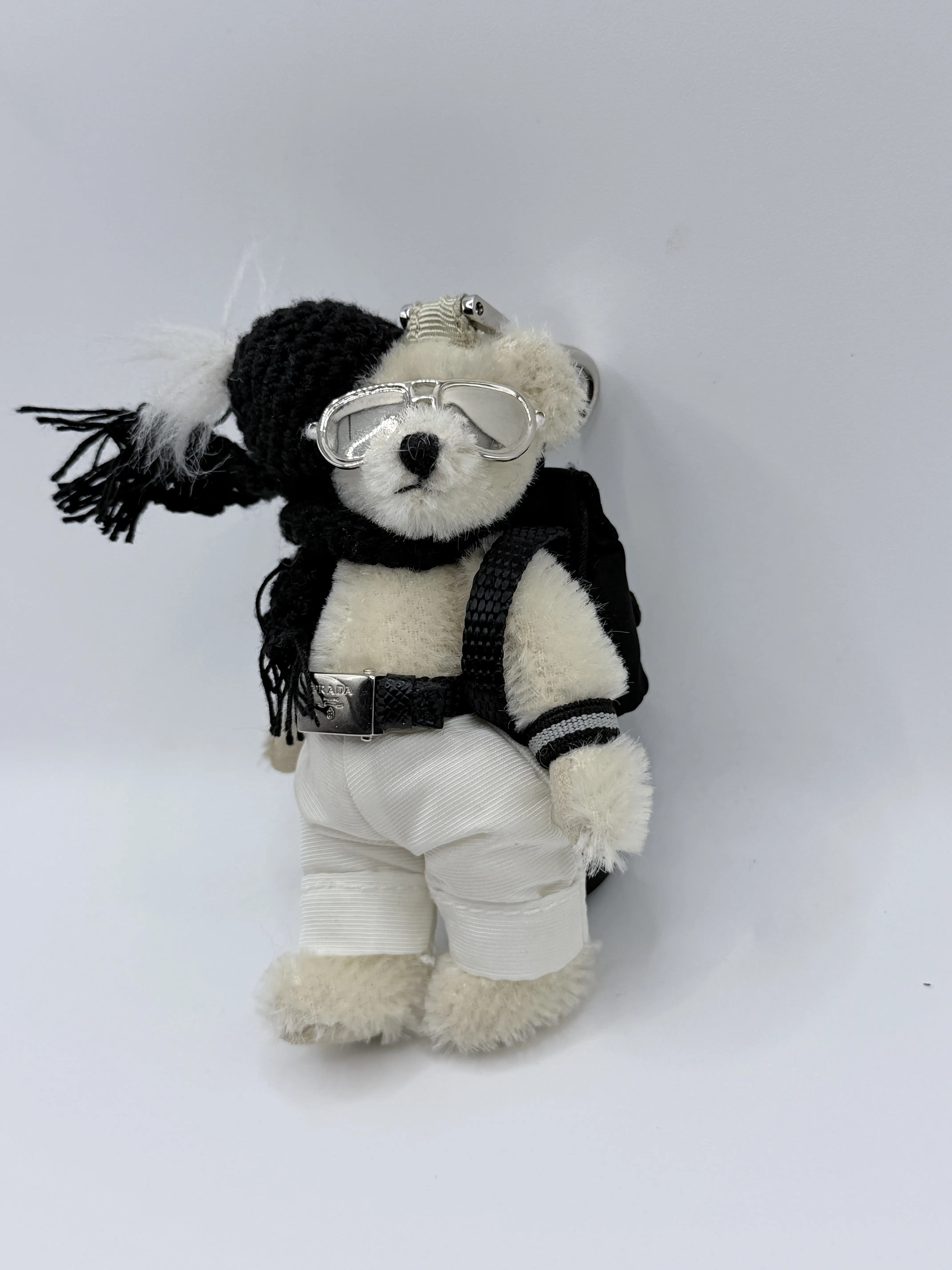 Pre-owned PRADA fur key Chain Franz Bear Trick Ski Teddy Bear Bag Charm Keychain JD772PR