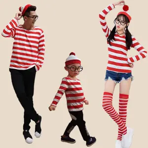 Halloween Parent-Child Costume Smart Wally Where's Wally British Cartoon Costume Cosplay Couple Costume