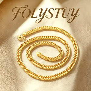 [23.6inch by 8mm Cuban Chain Necklace]【FOLYSTUY (Y130)】Trendy Hip - Hop Style Jewelry Necklace