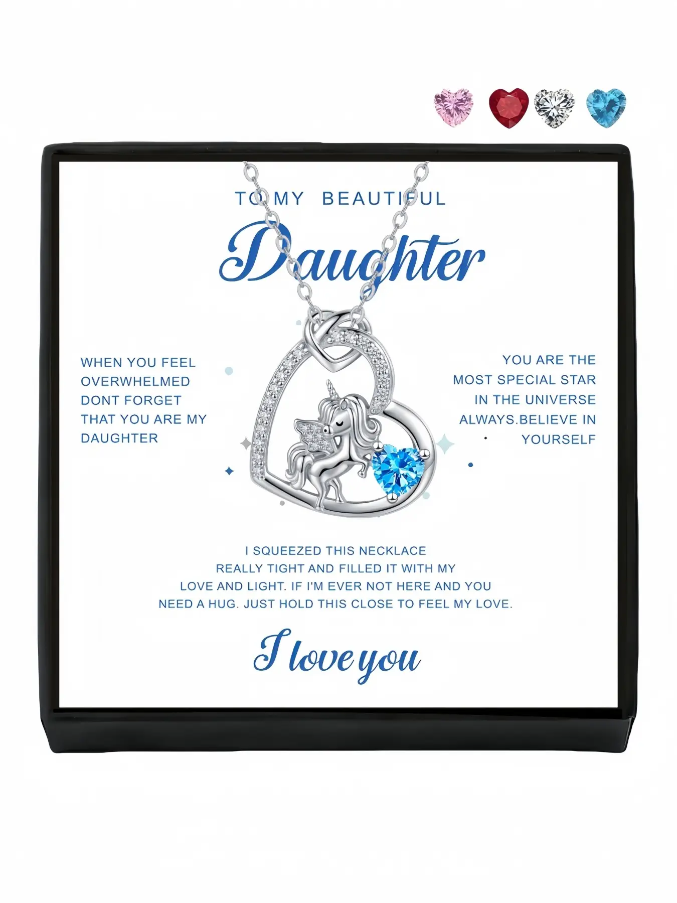 Dream Unicorn New heart-shaped unicorn diamond necklace, elegant versatile clavicle pendant, Exquisite Jewelry Gift. Comes with greeting card for daughter. Ideal surprise birthday & festival gifts for girls.
