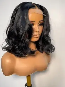 Bree: Edgy Jet Black Messy Bob with Braid using Raw Cambodian Natural Wave