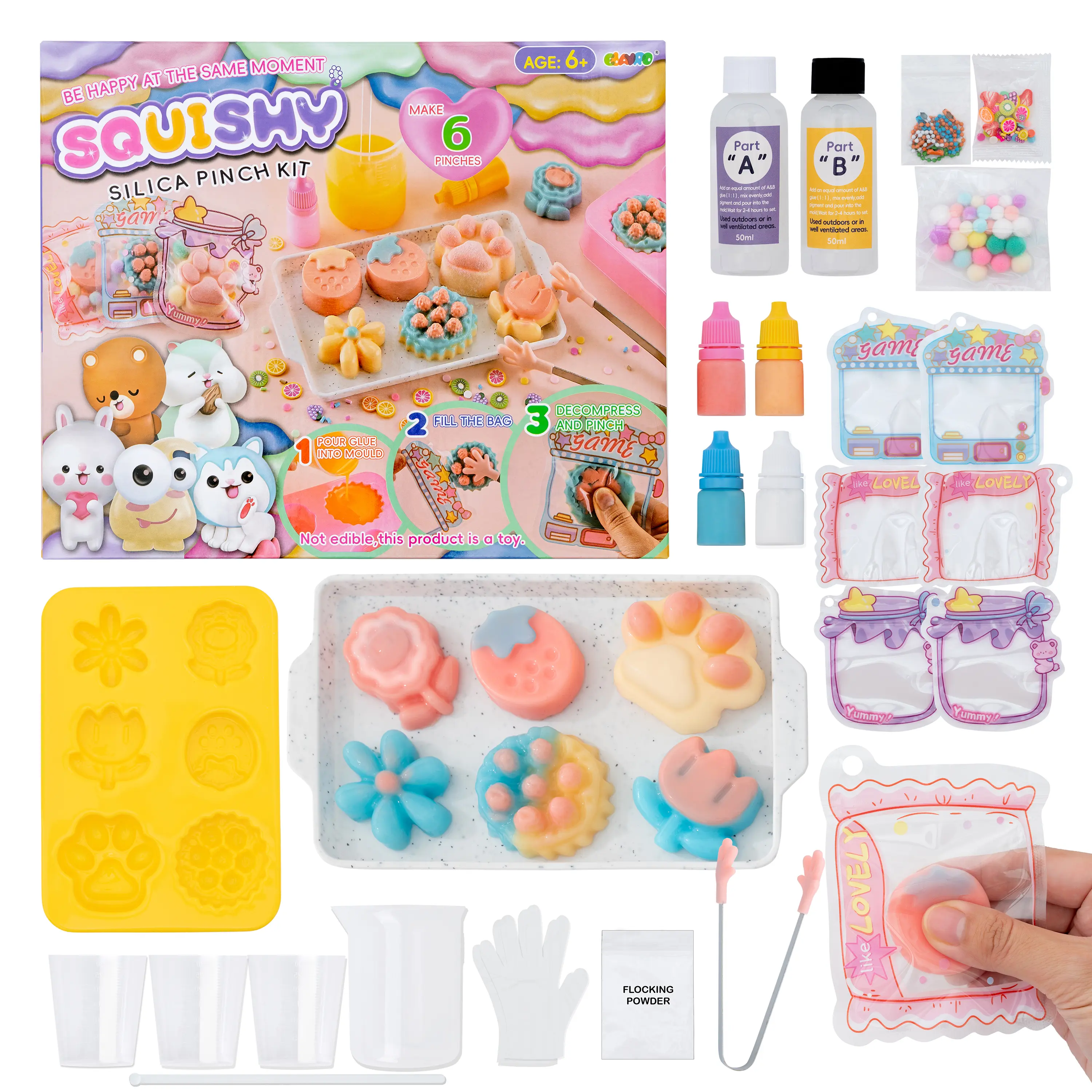 Squishy Making Kit for All Ages, Taba Squishy Kit, Make Your Own Squishies with Molds, Colors, Squeezing Bags (Sweets Set)