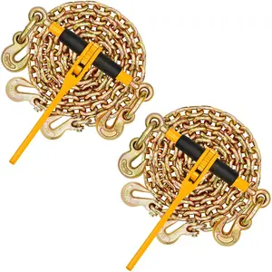 Chain and Binder Kit 3/8"-1/2" Ratchet Load Binder 3/8" x 10' Chain 2 Pack Heavy Duty Hardware