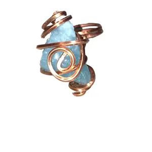 Aquamarine Handcrafted Copper Ring