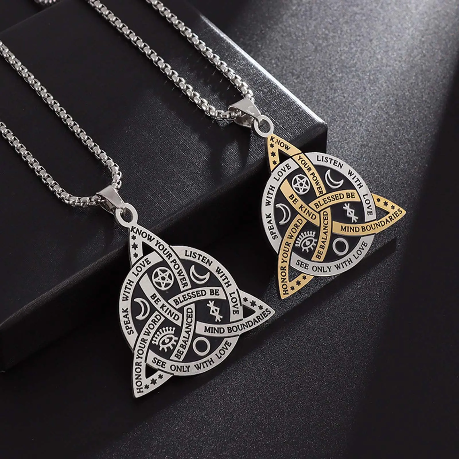 Stainless Steel Celtic Viking Knot Necklace – Triquetra Pendant for Men & Women, Daily Protection & Spiritual Jewelry, Personalized Couple Gift