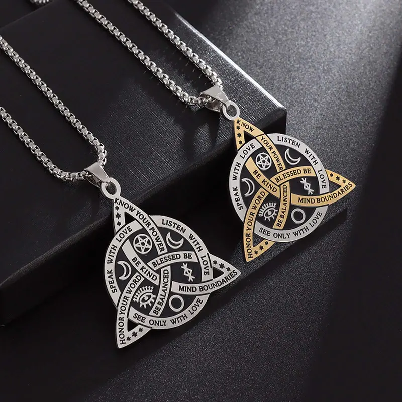 Stainless Steel Celtic Viking Knot Necklace – Triquetra Pendant for Men & Women, Daily Protection & Spiritual Jewelry, Personalized Couple Gift