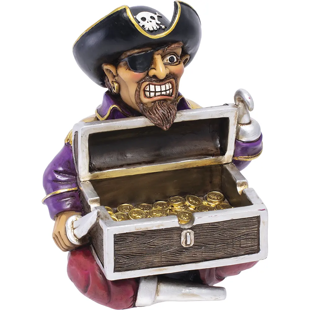 Pirate Treasure Chest Resin Ashtray – Skull Tray & Gothic Decor