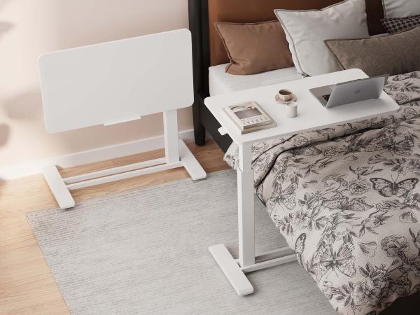 【SummerVibes】H7 PRO Mobile Standing Desk Adjustable Overbed Table Pneumatic with Wheels 90°Tiltable Portable Laptop Desk Rolling Computer Cart Foldable Bedside Table Modern Nightstand