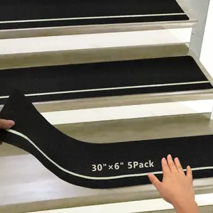 5 Pack 6" X 30" Outdoor Stair Treads Non-Slip with Glow in Dark Stripe 5 Pack 6" X 30" Outdoor Stair Treads Non-Slip with Glow in Dark Stripe