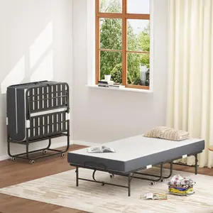 75-Inch Extra-Long Folding Guest Bed with 5" Memory Foam Mattress, 450lbs Capacity