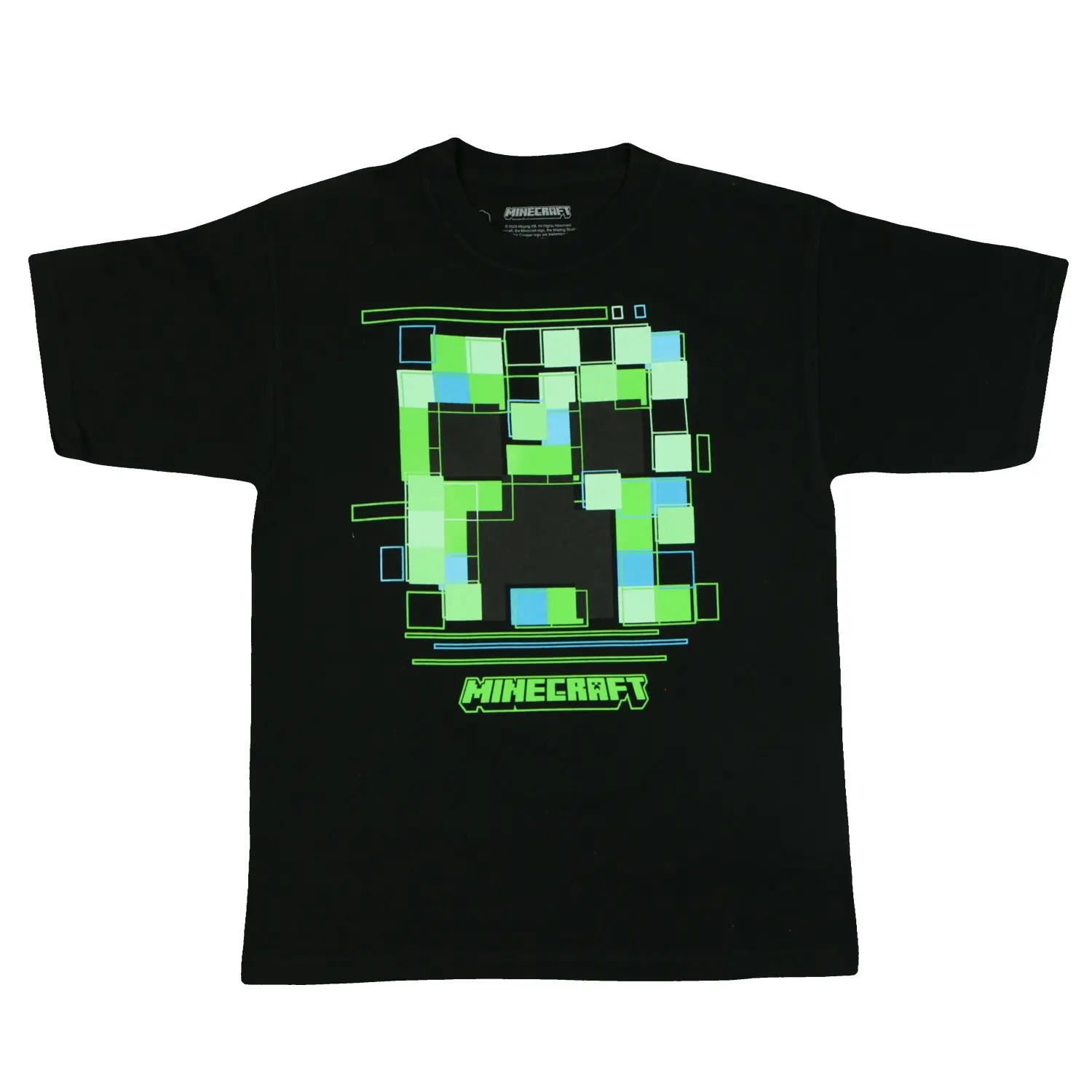 Boys' Minecraft Fashion T-Shirt - Pixelated Face Art Graphic Tee, Cool Graphic Printed Tees, Kids' Short Sleeve Everyday Top, Cool Graphic Tee