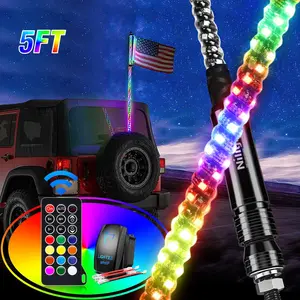 Nilight 2PCS 5FT Spiral RGB LED Whip Lights – Chasing/Dancing Effects with RF Remote Control, Lighted Antenna Whips for Can-Am, Polaris, RZR, UTV, ATV, Dune Buggy & Off Road Trucks dealsforyoudays