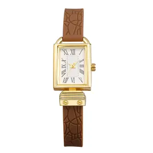 OIDEA Women's Gold Square Analog Quartz Watch - Fashionable Wristwatch with Roman Numerals, Adjustable Soft Silicone Band, Lightweight Casual Watch for Work & Everyday Wear, Gold Watch summerwins,summerwins