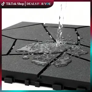 44 Pack Interlocking Deck Tile, Patio Deck Tiles,12x12in Square Waterproof Flooring Tiles All Weather Use, for Outdoor, Indoor, Poolside, Balcony, Backyard foam marble wpc frameless shower door Reinforced Garage Screen