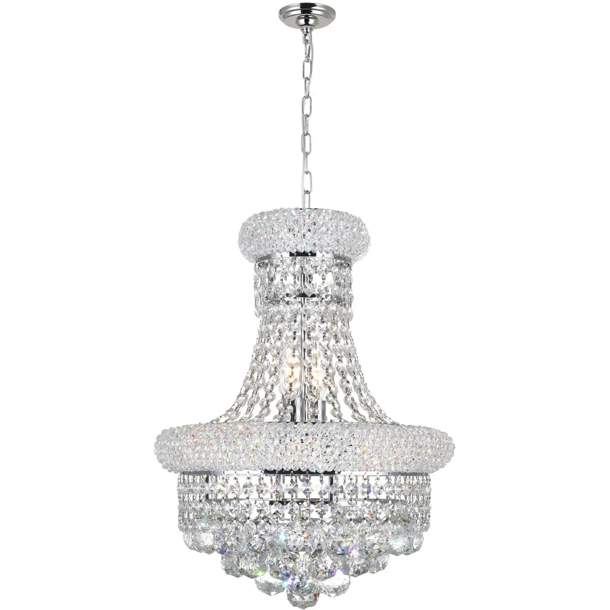 CWI Lighting Empire 6 Light 14 inch Chrome Chandelier Ceiling Light 8001P14C