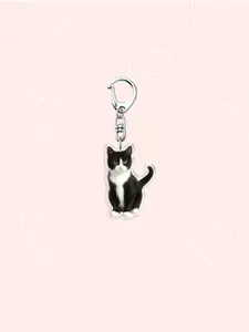 2D Acrylic Cute  Tuxedo cat Keychain - Durable high quality acrylic bag charm, Cow cat, Ragdoll cat, Golden Shaded cat, Chinchilla cat, Siamese cat, Orange cat design, pet gift, cat wallet, everyday carry, animal necklace， Casual Style Accessory, Perfect