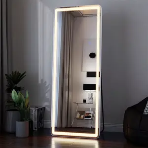 Full-Length 16x60 LED Mirror with 3 Light Modes – Hang or Stand, Smart Touch Dressing Mirror