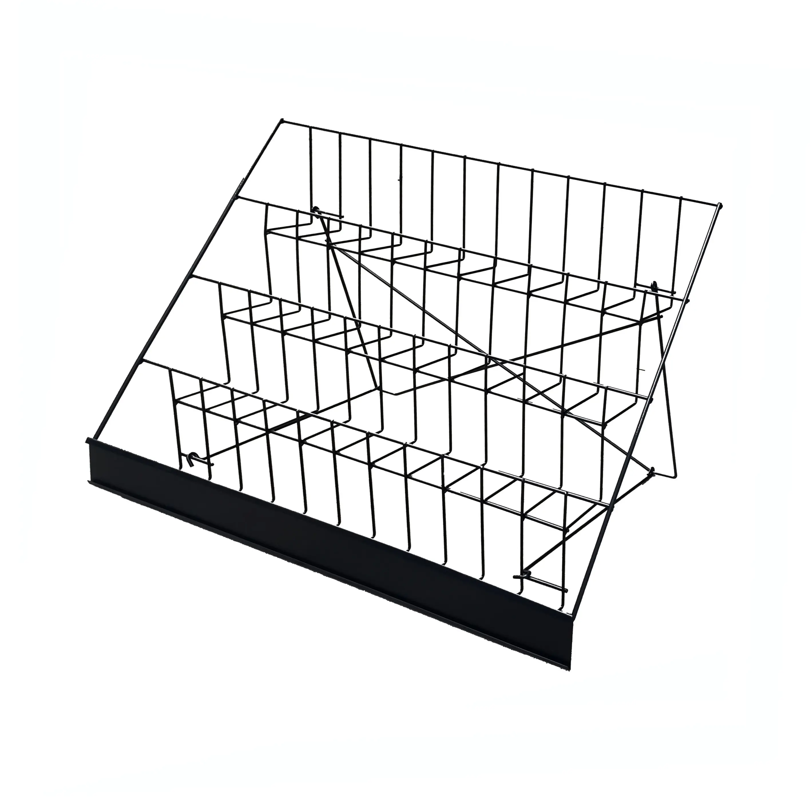 FixtureDisplays® 4-Tiered 29" Wire Display Rack Literature Brochure Magazine Stand Book Tabletop Rack, 2.5" Deep Open Shelves 119363-BLACK-NF