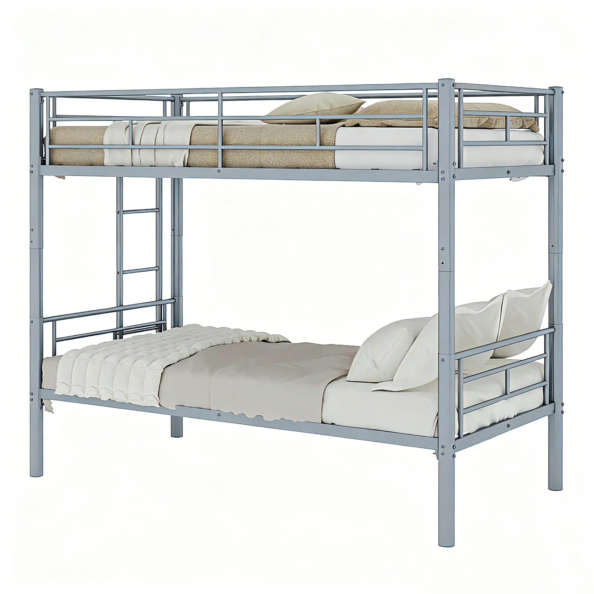 Twin Over Twin Steel Bunk Bed for Kids Boys Girls - Sturdy Metal Bedframe with Ladder & Guardrails, Convertible to 2 Day Beds, 350lbs Weight Capacity, No Spring Box Needed, Assembly Required, Solid Durable Safe Indoor Furniture
