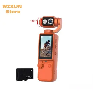 WIXUN-Q8 handheld sports camera, 180 ° manually rotatable lens, 5-megapixel, 2000mAh battery capacity, 2.0-inch screen, equipped with 32GB TF card, supports photography/recording/album playback/timed photography/fast continuous shooting/16x optical zoom