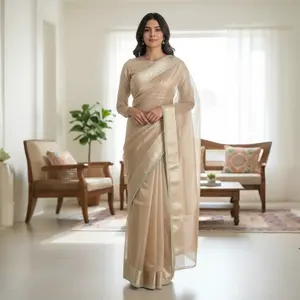 Mirror work boutique saree and blouse set